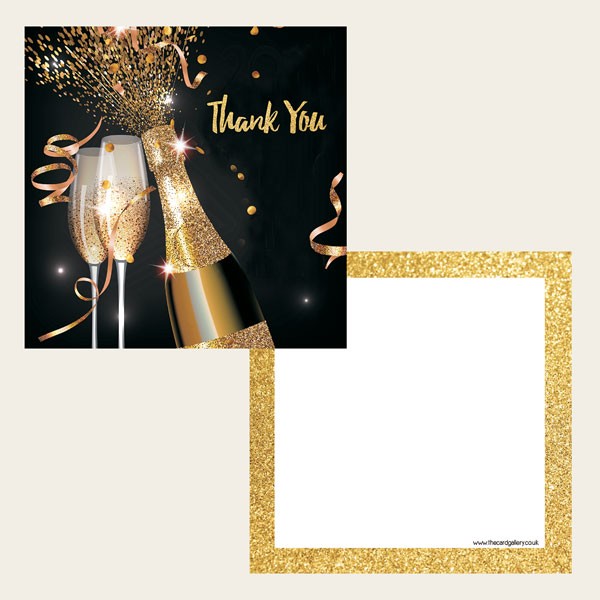 Ready to Write Thank You Cards - Gold Sparkle Champagne - Pack of 10