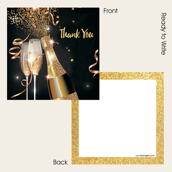 Ready to Write Thank You Cards - Gold Sparkle Champagne - Pack of 10