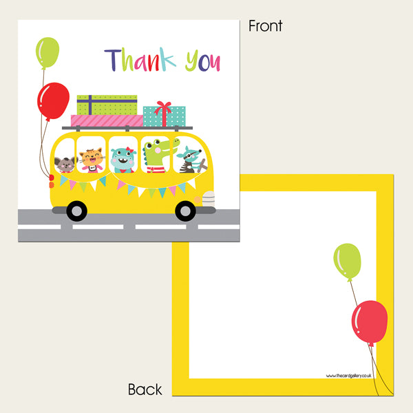 Ready to Write Kids Thank You Cards - Party Bus - Pack of 10