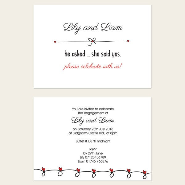 Engagement Invitations - He Asked, She Said Yes