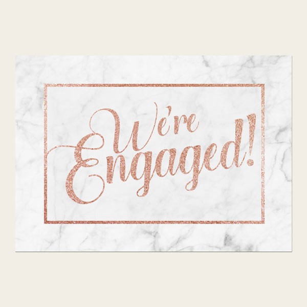 Engagement Party Invitations - Marble, Rose Gold, We're Engaged!