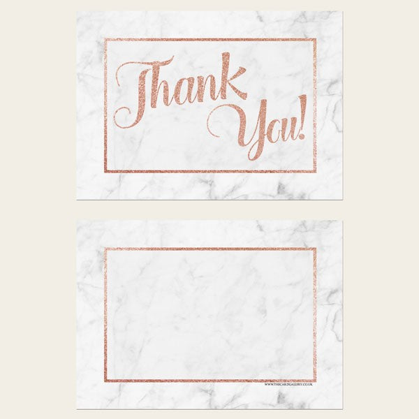 Thank You Cards - Marble, Rose Gold, We're Engaged!