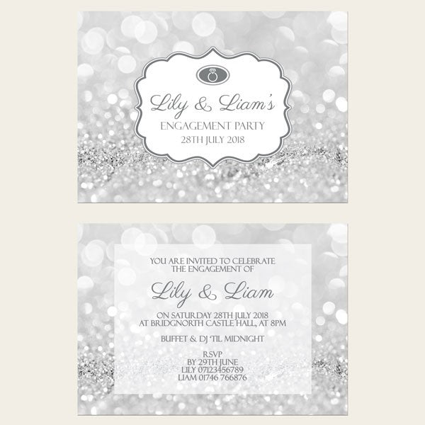 Engagement Invitations - Silver Glitter Pattern