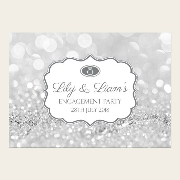 Engagement Invitations - Silver Glitter Pattern