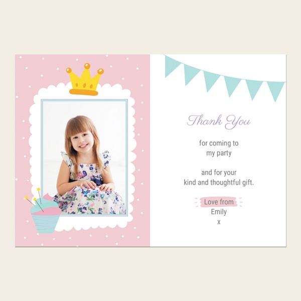 Kids Thank You Cards - Little Princess Use Your Own Photo - Pack of 10