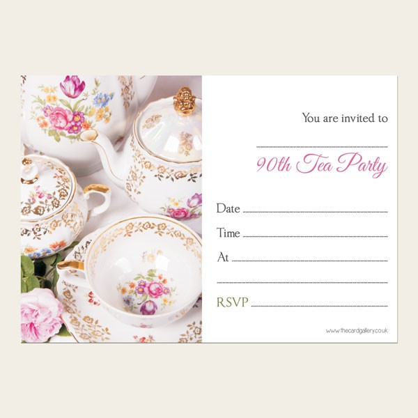 90th Birthday Invitations - Vintage China - Pack of 10