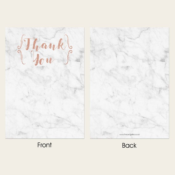 Ready to Write Thank You Cards - Marble & Rose Gold Typography - Pack of 10