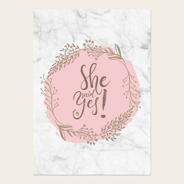 Engagement Party Invitations - Marble, Blush, She Said Yes!