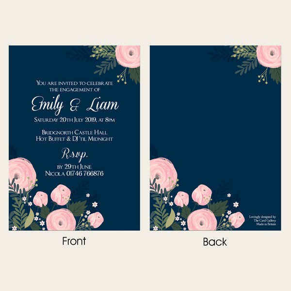 Engagement Party Invitations - Navy and Pink Floral