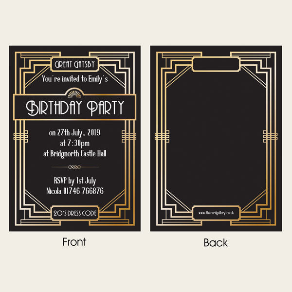 Great Gatsby - Invitations - Pack of 10