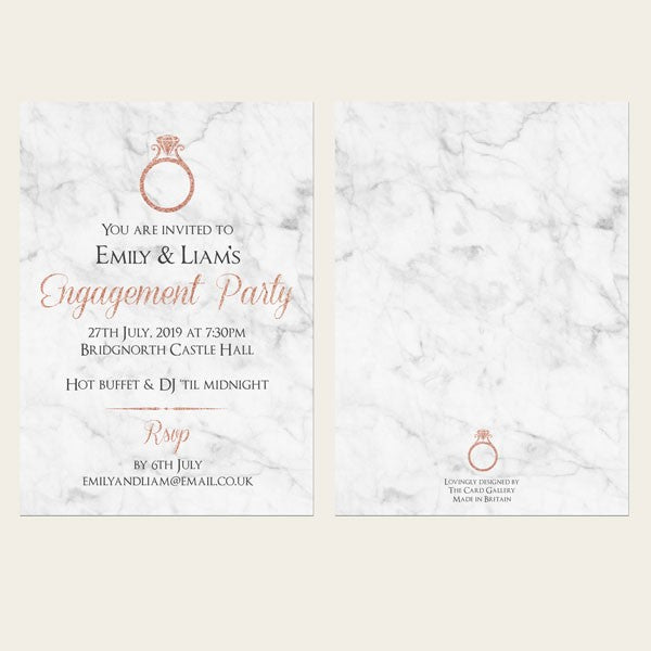 Engagement Party Invitations - Rose Gold Typography