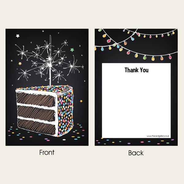 Ready to Write Thank You Cards - Sparkly Birthday Cake - Pack of 10