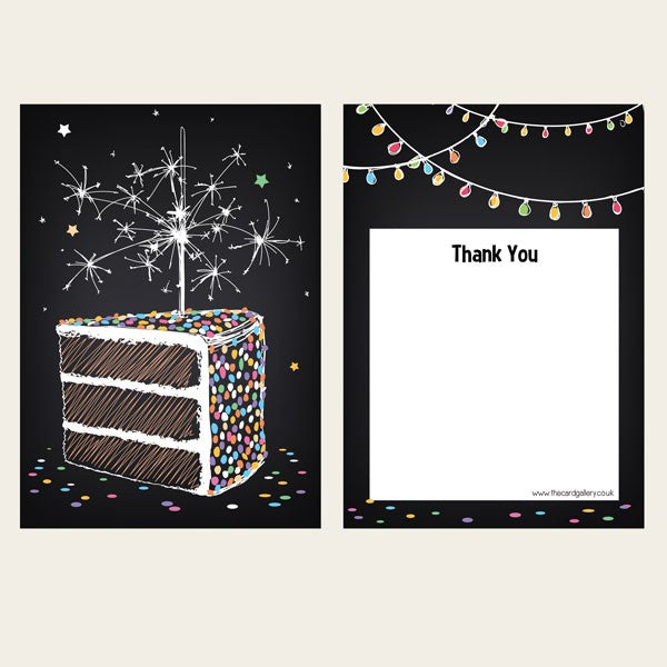 Ready to Write Thank You Cards - Sparkly Birthday Cake - Pack of 10