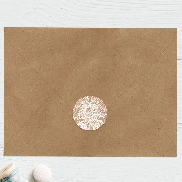 Elegant Lace Envelope Seal - Pack of 70