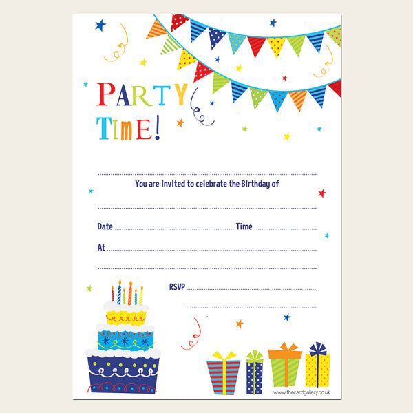 Fun Party Time - Notelet Invitation - Pack of 20