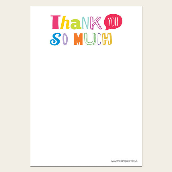 Typography - Kids Thank You Notelet - Pack of 20