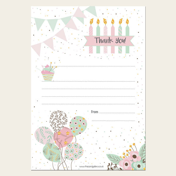 Pretty Pastel Party - Thank You Notelet - Pack of 20