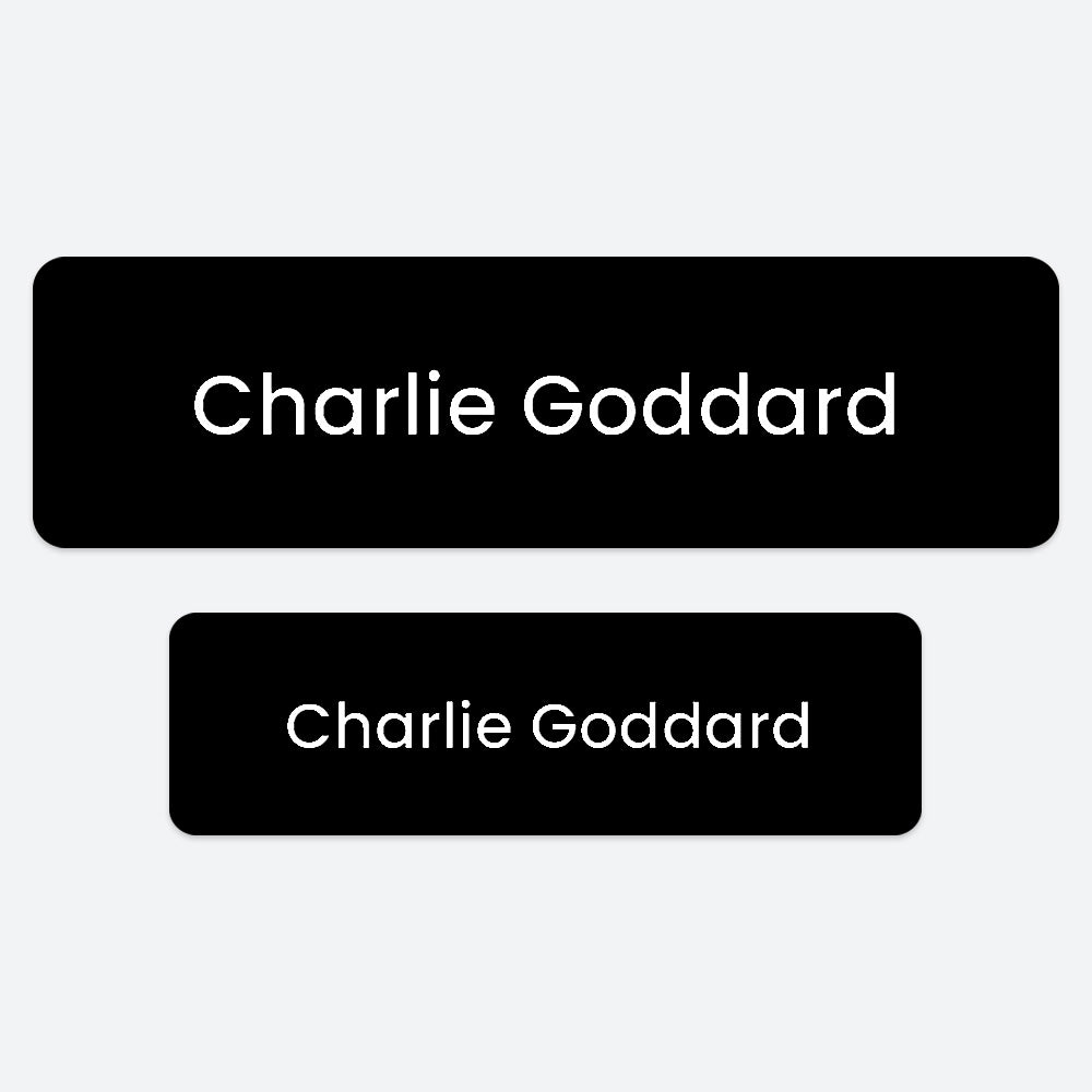 No Iron Personalised Stick On Waterproof (Clothing/Equipment) Name Labels - Black - Pack of 50