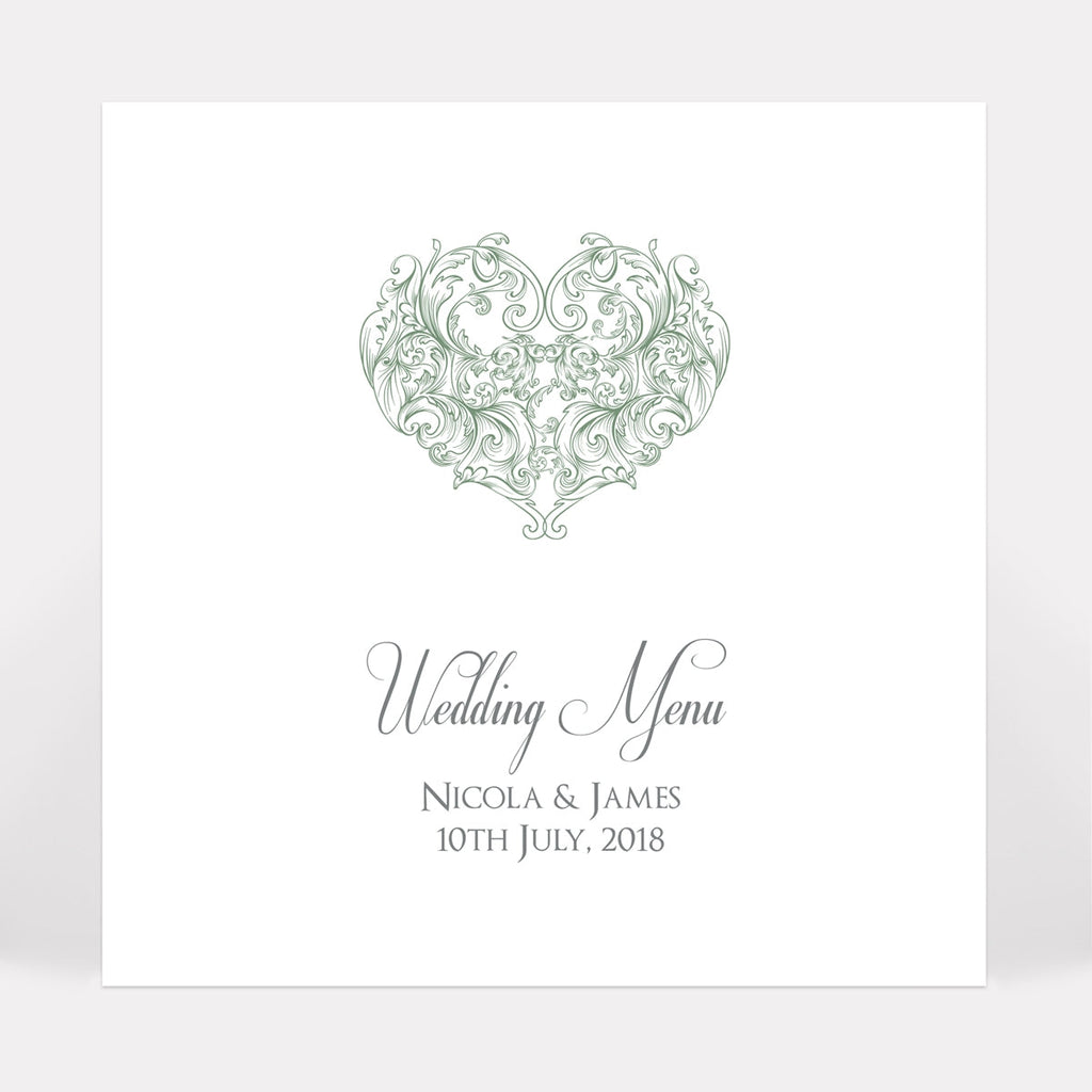 Je t'aime Wedding Menu