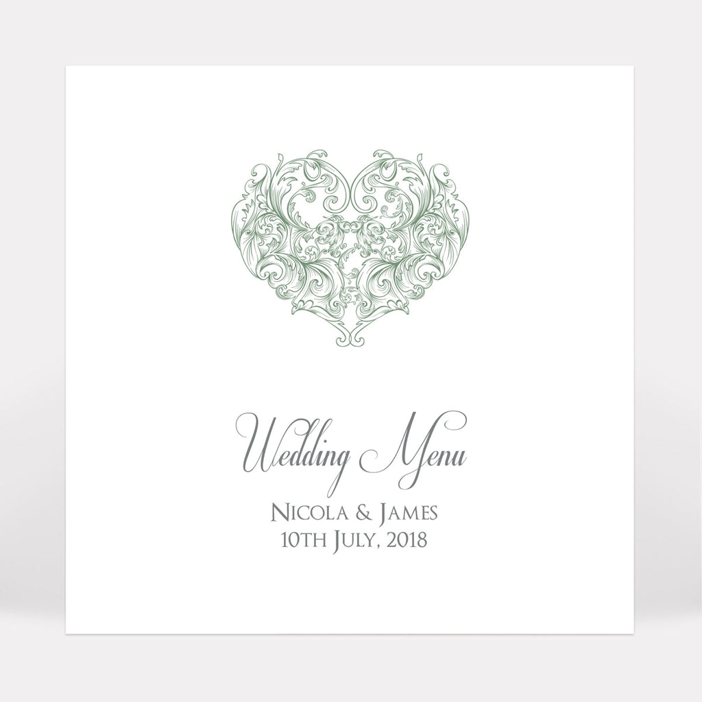 Je t'aime Wedding Menu