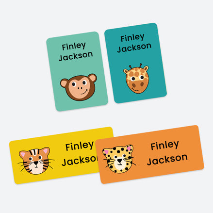 Mixed Pack Personalised Stick On Waterproof Name Labels - Jolly Jungle - Pack of 43