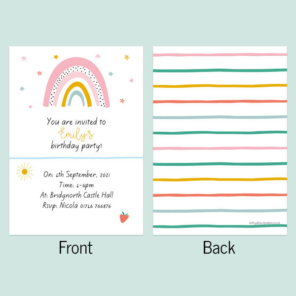 Kids Birthday Invitations - Chasing Rainbows - Pack of 10