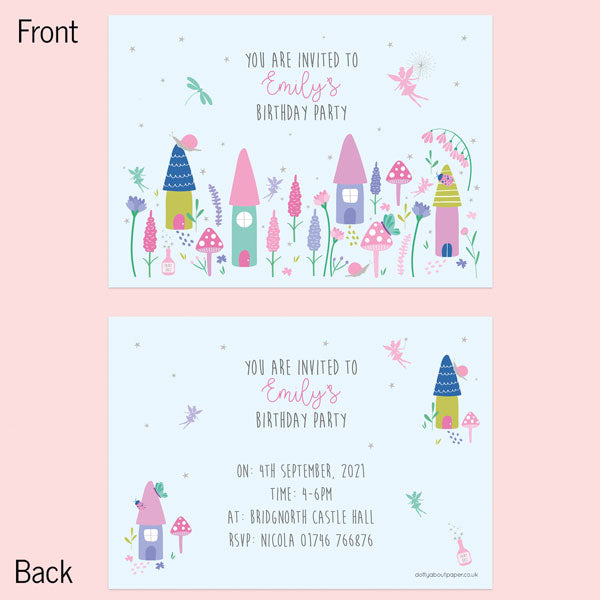 Kids Birthday Invitations - Fairy Garden - Pack of 10