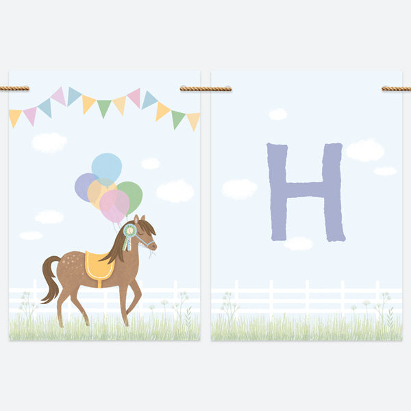 Horse Riding Stables - Kids Happy Birthday Bunting
