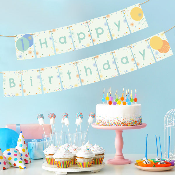Boys Party Balloons Age 1 - Kids Happy Birthday Bunting