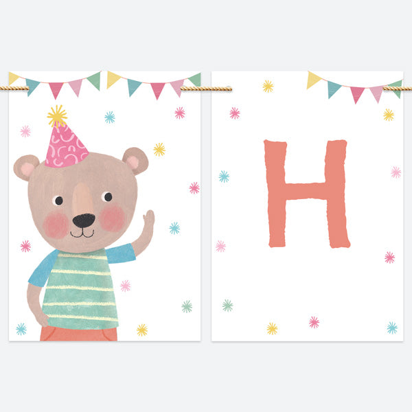 Dotty Party Bear - Kids Happy Birthday Bunting