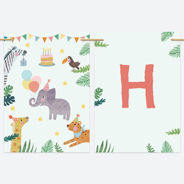 Jungle Animals - Kids Happy Birthday Bunting