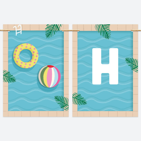 Pool Party Waves - Kids Happy Birthday Bunting