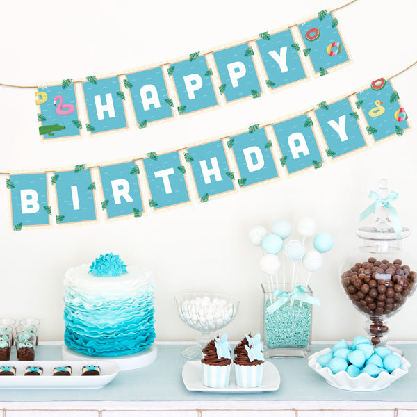 Pool Party Inflatables - Kids Happy Birthday Bunting