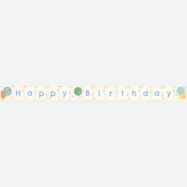 Boys Party Balloons Age 5 - Kids Happy Birthday Bunting