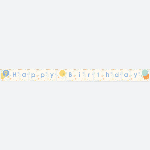 Boys Party Balloons Age 9 - Kids Happy Birthday Bunting