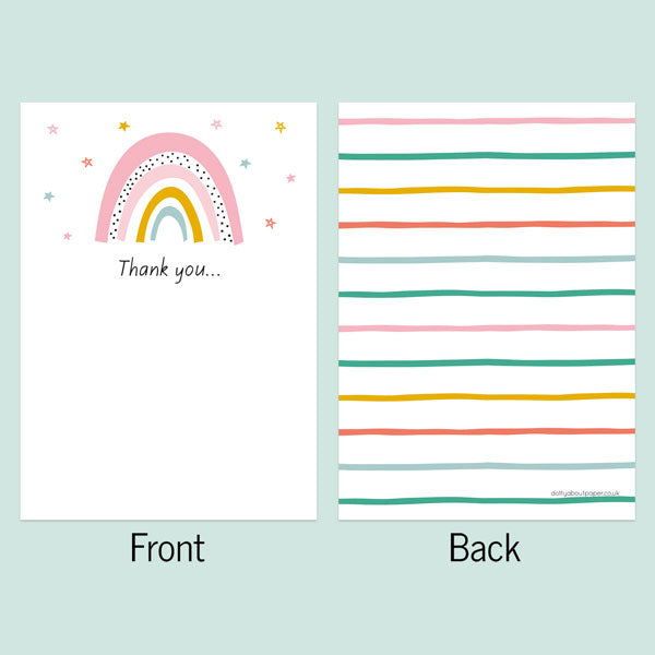 Ready to Write Kids Thank You Cards - Chasing Rainbows - Pack of 10