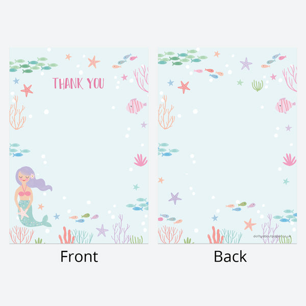Ready to Write Kids Thank You Cards - Mermaid Under The Sea - Pack of 10