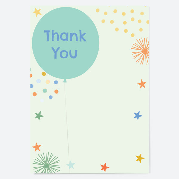 Ready to Write Kids Thank You Cards - Boys Party Balloons Age 10 - Pack of 10