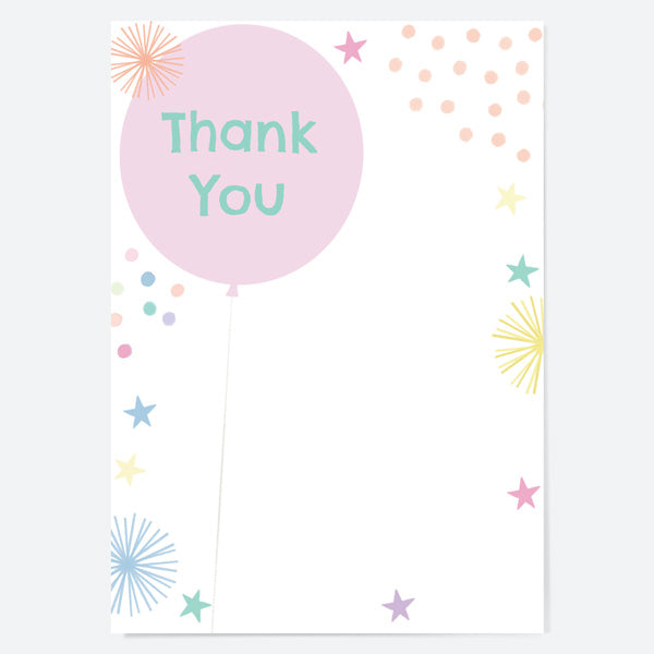 Ready to Write Kids Thank You Cards - Girls Party Balloons Age 10 - Pack of 10