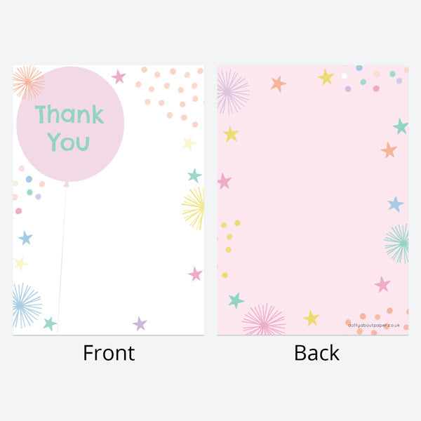 Ready to Write Kids Thank You Cards - Girls Party Balloons Age 10 - Pack of 10