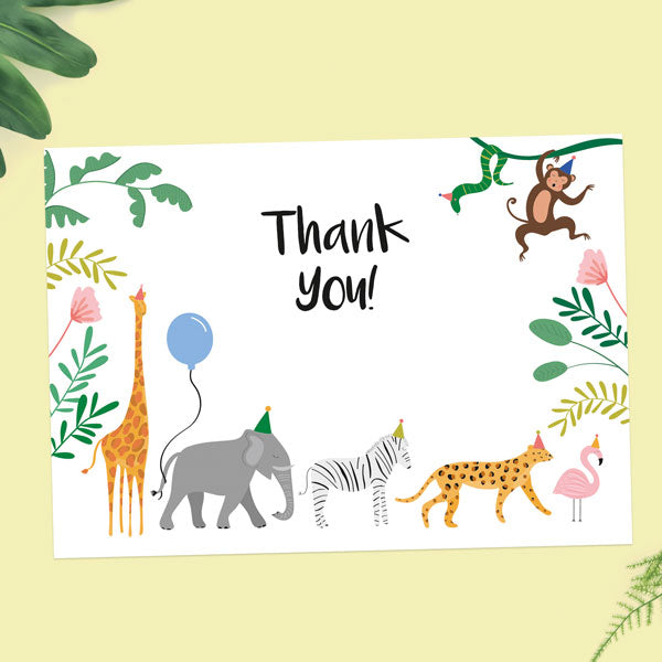 category header image Ready to Write Kids Thank You Cards - Go Wild Party - Pack of 10