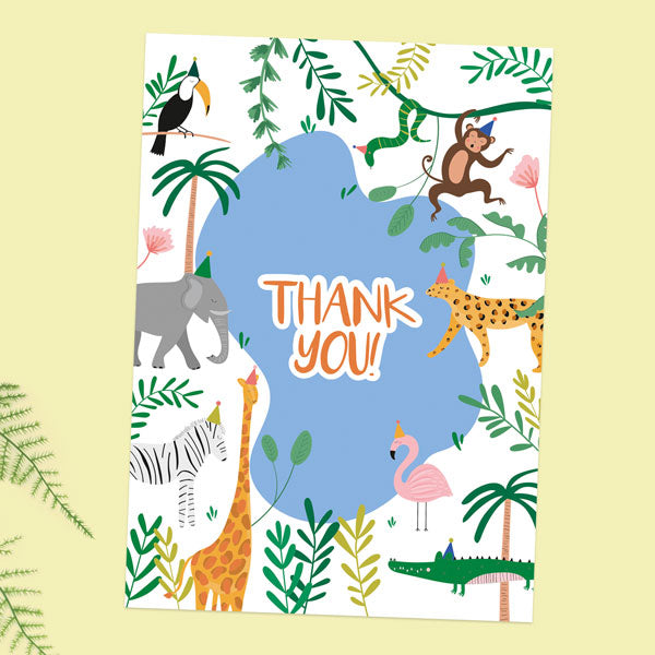 Ready to Write Kids Thank You Cards - Go Wild Safari - Pack of 10