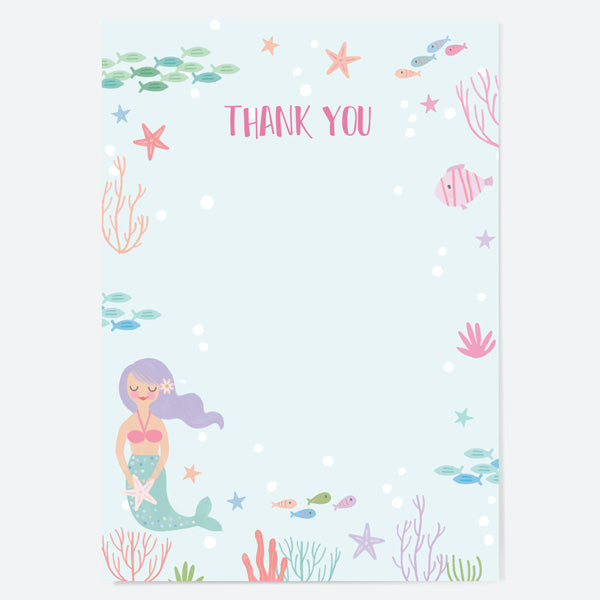 Ready to Write Kids Thank You Cards - Mermaid Under The Sea - Pack of 10