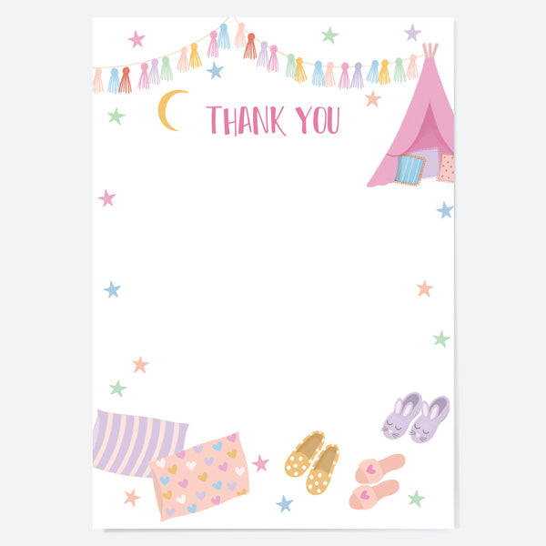 Ready to Write Kids Thank You Cards - Girls Sleepover - Pack of 10