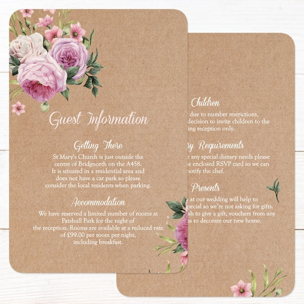 Kraft Vintage Flowers - Guest Information Card