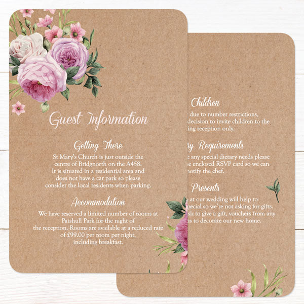 Kraft Vintage Flowers - Boutique Wedding Invitation & RSVP