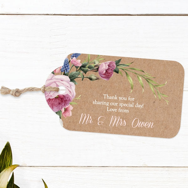 Kraft Vintage Flowers - Favour Tag