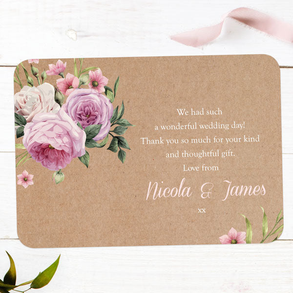 Kraft Vintage Flowers Thank You Card