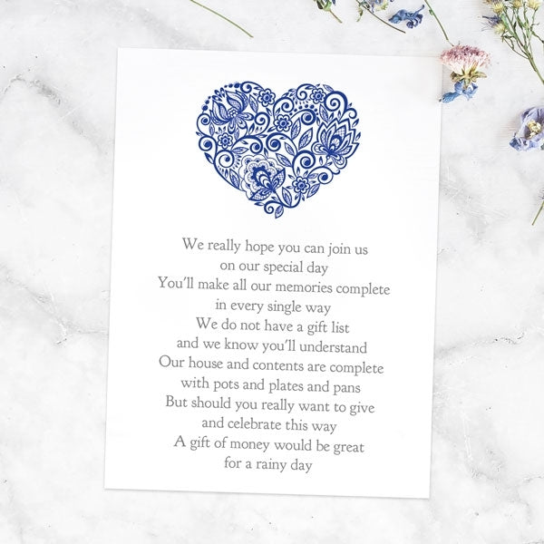 Lace Love Heart Gift Poem Card