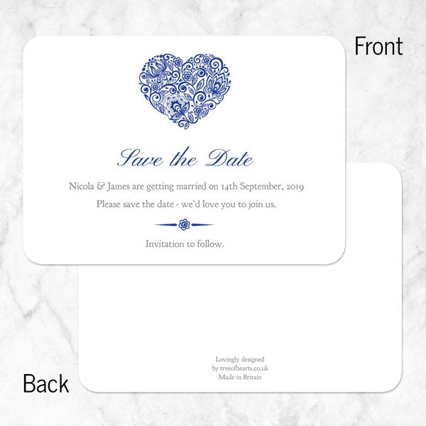 Lace Love Heart Save the Date Cards